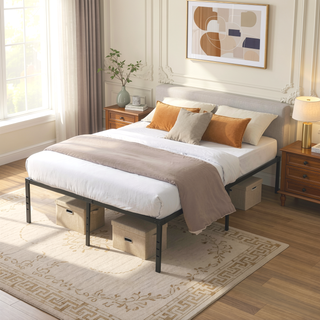 Sunvega Heavy Duty Twin Size Metal Bed Frame with Reinforced Steel Slats