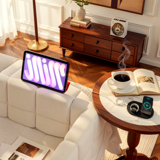 Sunvega King Floating Bed Frame with LED Light and Charging Station Upholstered Platform