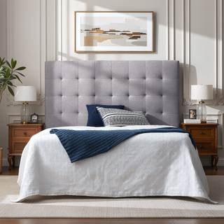 Sunvega Classic Geometric Square Tufted Headboard with Adjustable Height for Queen Bed