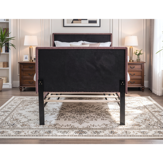 Sunvega Stylish Channel-Tufted Headboard Twin Bed with Brushed Linen Fabric