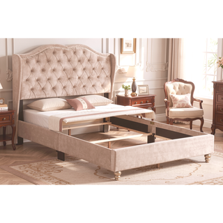 Sunvega Elegant Transitional Full Upholstered Bed with Plush Beige Hue