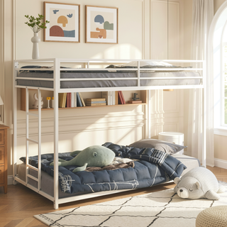 Sunvega Twin Over Twin Metal Bunk Bed with Ladder for Kids and Adults