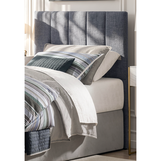 Sunvega Gray Fabric Upholstered Padded Vertical Channel Tufted Twin Headboard
