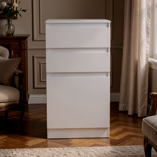 Sunvega Dark Walnut Dresser with Jewelry Box Mirror and Two Drawers