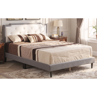 Sunvega Full Bed with Chic Tufted Headboard and Vibrant Blue Hue in One Box