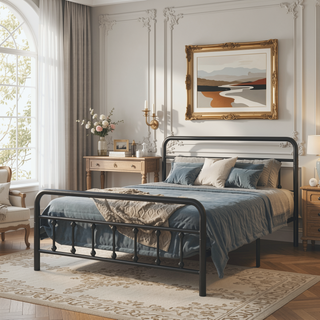 Sunvega Full Metal Bed with Sturdy Steel Structure for Modern Bedroom