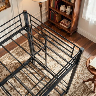 Sunvega Twin Over Twin Metal Bunk Bed with Double Guard Rails and Ladder