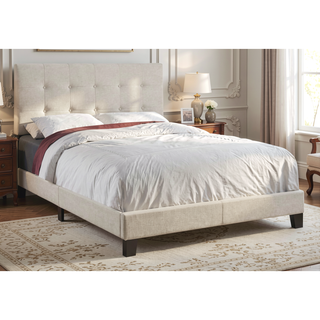 Sunvega Low Profile Full Size Upholstered Bed Frame with Tufted Headboard