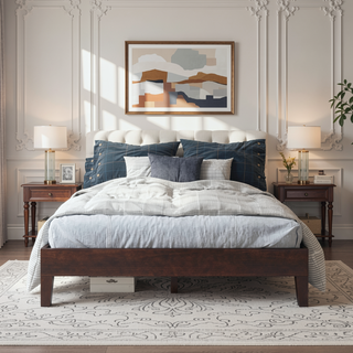 Sunvega Full Platform Bed with 28-Slat Dual-Zone System in Dark Brown
