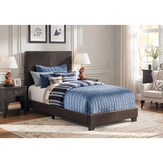Sunvega Twin Size Upholstered Bed Frame with Leather Look Headboard