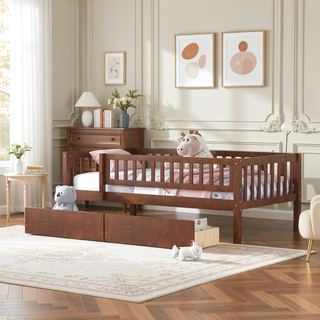 Sunvega Twin Size Daybed with Two Drawers Made of Solid Pine Wood