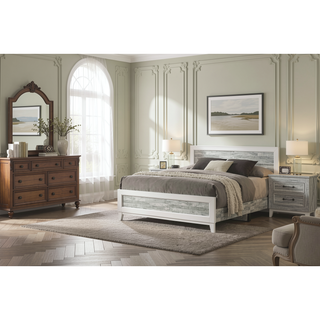 Sunvega Modern Contemporary Style King Panel Bed with Tall Headboard and Footboard