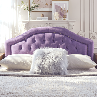Sunvega Queen Size Upholstered Headboard with Tufted Diamond Stitch and Nailhead Trim