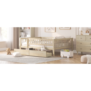 Sunvega Twin Size Daybed with Two Drawers Made of Solid Pine Wood