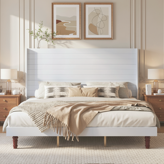 Sunvega Stylish High Headboard Bed with 54 Inch Design for Reading and Relaxing