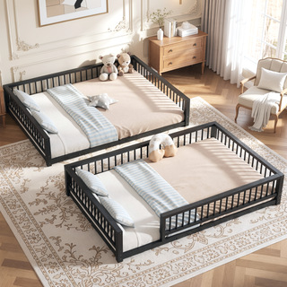 Sunvega Heavy Duty Twin XL over Queen Metal Bunk Bed Frame with Safety Guardrails
