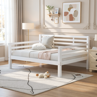 Sunvega Full Size Wooden Daybed with Clean Modern Design and Safety Rails