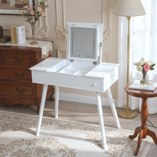 Sunvega Makeup Vanity Desk Set with Large LED Light Mirror and Storage Drawers