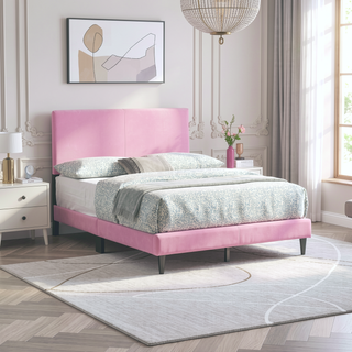 Sunvega White Faux Leather Upholstered Queen Bed with Adjustable Headboard