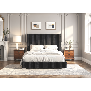 Sunvega Contemporary White Fur Chenille Fabric Mattress Ready Queen Size Bed