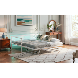 Sunvega Twin Size Metal Daybed with LED Light Strip and Adjustable Trundle
