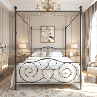 Sunvega Sturdy Full Metal Platform Bed Frame with X Shaped Support and Storage