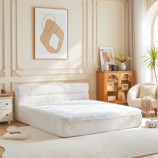 Sunvega All-in-One Full Mattress and Bed Frame with Cooling Fabric for Living Room