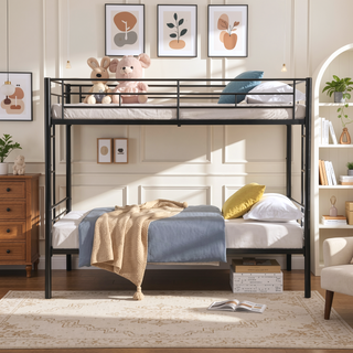 Sunvega Metal Bunk Bed with Trundle for Modern Space Saving Bedroom