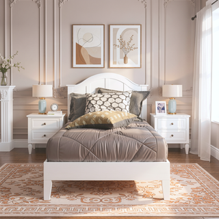 Sunvega Solid Wood Twin Platform Bed with 14-Slat System and Under Bed Storage