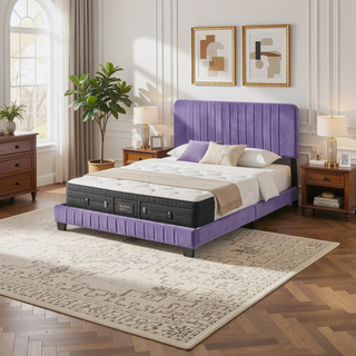 Sunvega Stylish Casual Gray Queen Bed Frame with Durable Support