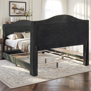 Sunvega Grey Upholstered Eastern King Bed with Tufted Headboard and Nailhead Trim