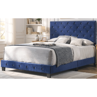 Sunvega Navy Blue Full Bed with Durable Construction for Modern Spaces