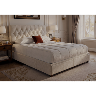Sunvega Queen Upholstered Storage Bed with Drawers and Polyester Fabric