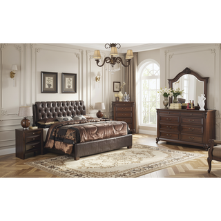 Sunvega Elegant Dark Brown Full Bed Frame with Contemporary Design for Bedroom