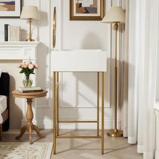 Sunvega Chic Dressing Vanity with Gold Swivel Mirror and Spacious Drawer