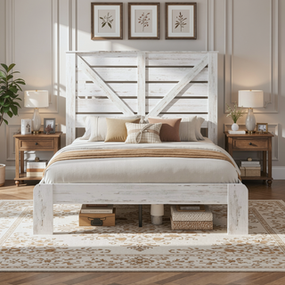 Sunvega Full Size Metal Platform Bed Frame with Headboard and Under Bed Storage