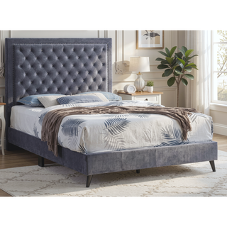 Sunvega Stylish Casual Gray Queen Bed Frame with Durable Support