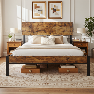 Sunvega Modern Sturdy Twin Size Metal Bed Frame with Strong Steel Structure for Bedroom