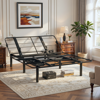 Sunvega Zero-Clearance Adjustable Bed Base Frame with Dual USB Ports for Queen Size