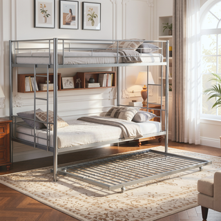 Sunvega Modern Metal Bunk Bed Frame with Strong Steel Structure for Bedroom