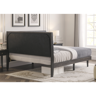 Sunvega Valdemar Brown Fabric and Weathered Gray Finish Queen Size Bed