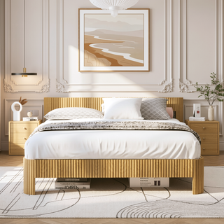 Sunvega Queen Size Bed Frame with Storage Headboard and Built-in Charging Station