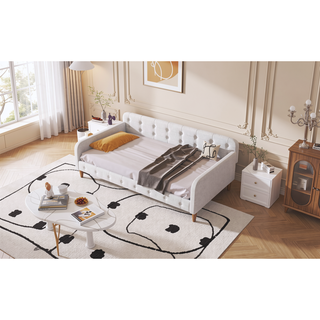 Sunvega Modern Upholstered Daybed with Solid Wood Frame and Linen Fabric
