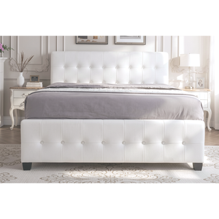 Sunvega Elegant Transitional Queen Bed in White with Chic Finish and Sturdy Build