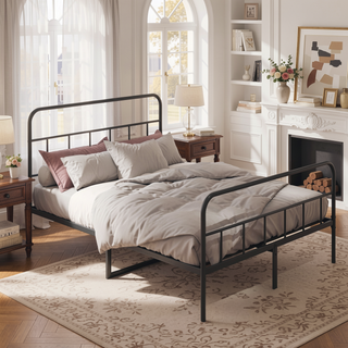Sunvega Metal Platform Bed Frame with Headboard and Footboard for Underbed Storage