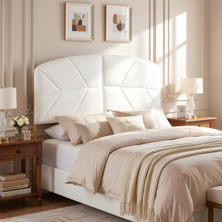 Sunvega Gold Steel and Cream Velvet Upholstered Queen Headboard with Tufting