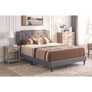 Sunvega Stylish Casual Gray Queen Bed Frame with Durable Support