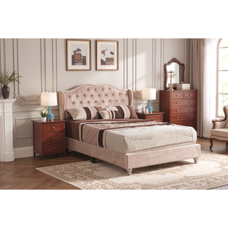 Sunvega Queen Upholstered Bed with Transitional Style and Sturdy Frame