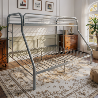 Sunvega Twin/Full Metal Bunk Bed with Slat System and Guardrail