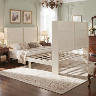 Sunvega Stylish High Headboard Bed with 54 Inch Design for Reading and Relaxing